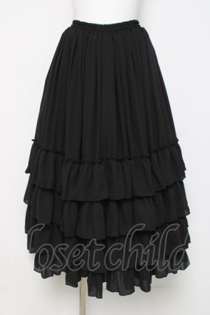 画像: ATELIER PIERROT / Four-Tiered Ruffle Chiffon Skirt スカート  黒 Y-26-04-05-127-EL-SK-AS-ZY