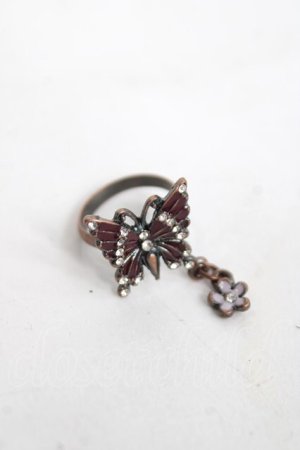 画像: axes femme / 蝶×花リング  アンティークゴールド Y-26-04-05-002-AX-AC-SZ-ZY