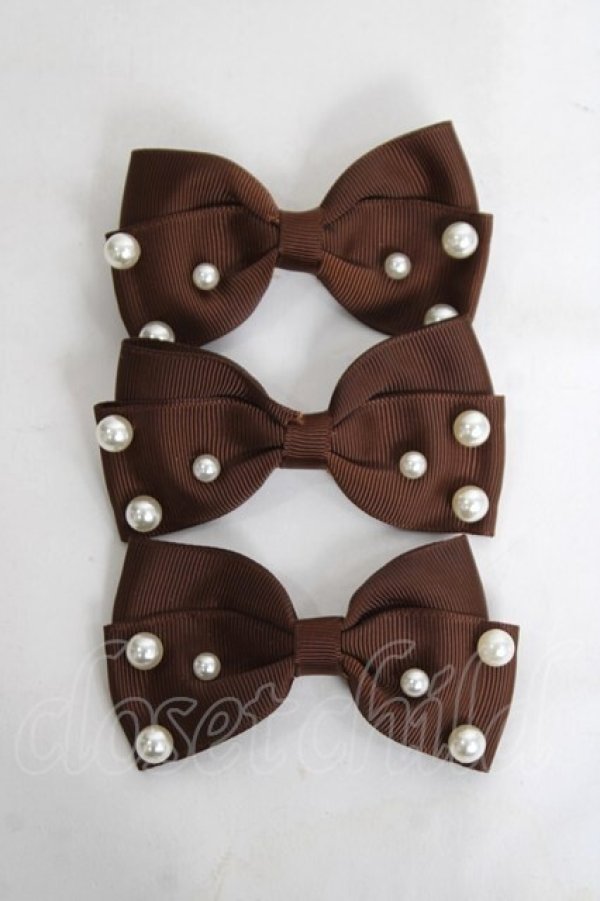 画像1: m petit by misako / AM3Pリボンクリップ  中茶 Y-26-04-05-026-LO-AC-SZ-ZY (1)