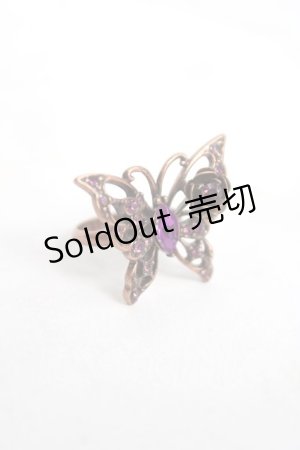 画像: axes femme / 蝶×ビジューリング  アンティークゴールド Y-26-04-05-003-AX-AC-SZ-ZY