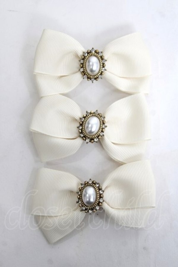 画像1: m petit by misako / AM3Pリボンクリップ  中白 Y-26-04-05-027-LO-AC-SZ-ZY (1)