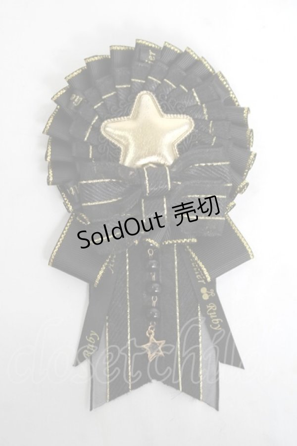 画像1: ATELIER　Ruby / ロゼットチャームブローチ  黒 Y-26-04-05-033-EL-ZA-AS-ZY (1)