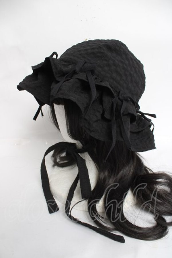 画像2: merry jenny / ribbonフリルハット  黒 Y-26-04-05-038-LO-AC-SZ-ZY (2)