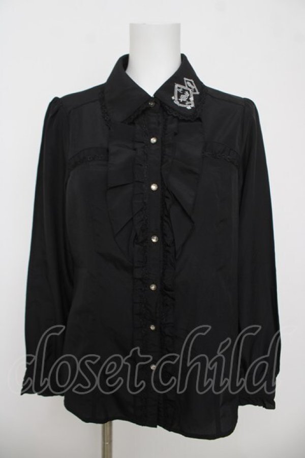 画像1: axes femme / ローズトランプ刺繍ブラウス L 黒 Y-26-04-07-040-AX-BL-SZ-ZY (1)