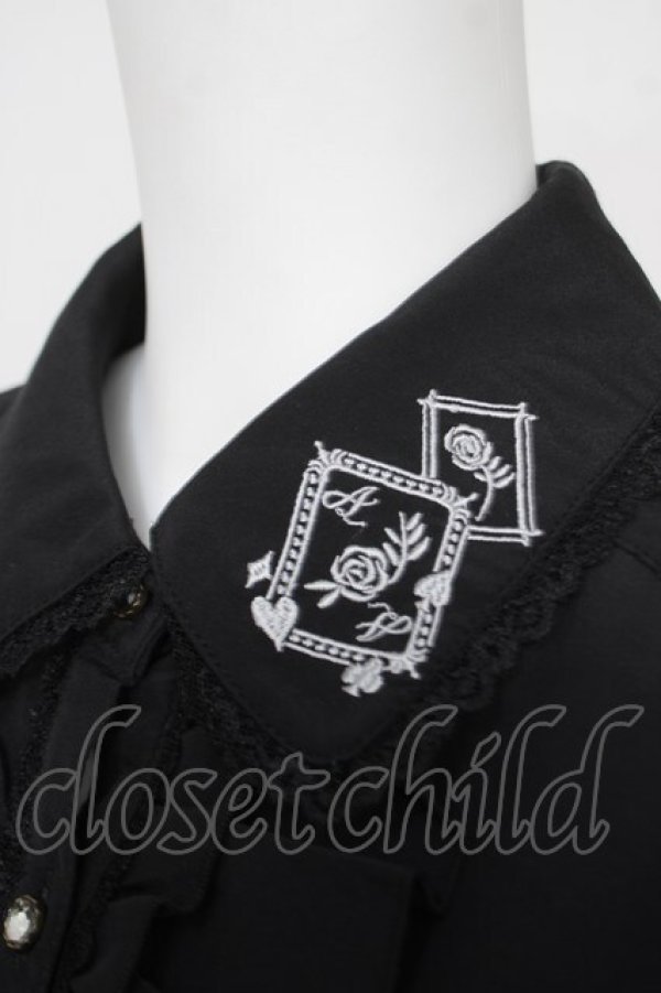 画像3: axes femme / ローズトランプ刺繍ブラウス L 黒 Y-26-04-07-040-AX-BL-SZ-ZY (3)