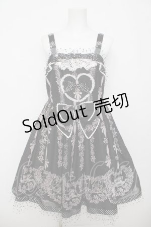 画像: BABY, THE STARS SHINE BRIGHT / Sugar Rose Tea Timeプリントハートジャンパースカート  黒 Y-26-04-07-046-BA-OP-SZ-ZY