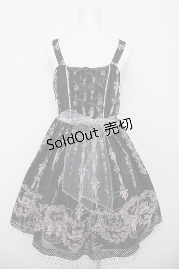画像2: BABY, THE STARS SHINE BRIGHT / Sugar Rose Tea Timeプリントハートジャンパースカート  黒 Y-26-04-07-046-BA-OP-SZ-ZY (2)
