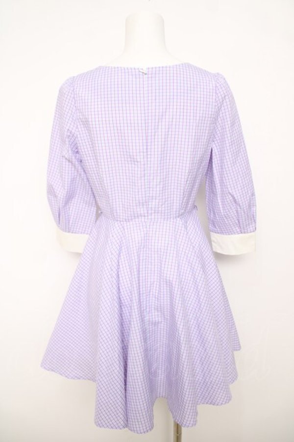 画像2: Ank Rouge / ギンガムチェックワンピース M ラベンダー Y-26-04-07-058-CA-OP-SZ-ZY (2)