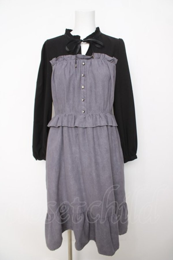 画像1: axes femme / 切り替えビスチェ風ワンピース M グレー Y-26-04-07-061-AX-OP-SZ-ZY (1)