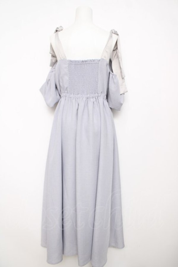画像2: earth music&ecology / リボンショルダーオフショルワンピース F グレイッシュブルー Y-26-04-07-063-LO-OP-SZ-ZY (2)