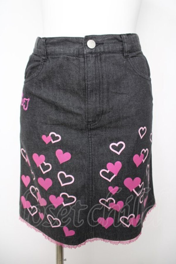 画像1: Shirley Temple / ハートデニムスカート 160 黒 Y-26-04-07-066-ET-SK-SZ-ZY (1)