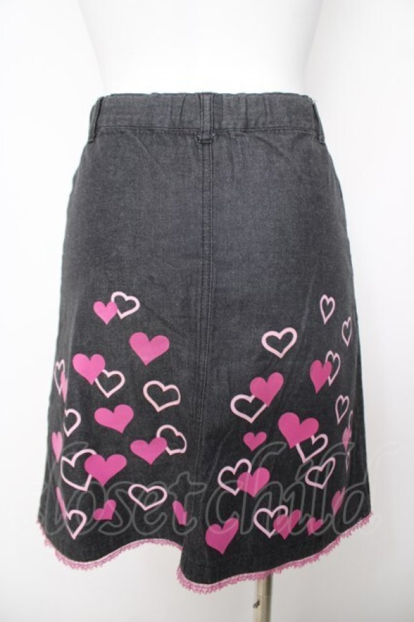 画像2: Shirley Temple / ハートデニムスカート 160 黒 Y-26-04-07-066-ET-SK-SZ-ZY (2)