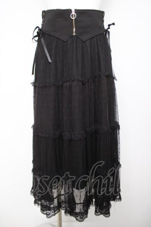 画像: axes femme / ベルト付チュールスカート F 黒 Y-26-04-07-068-AX-SK-SZ-ZY