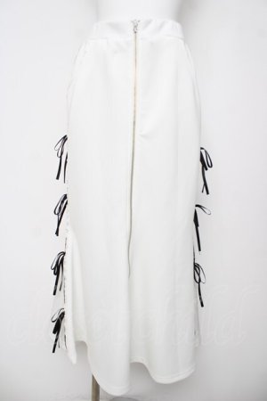 画像: axes femme POETIQUE / ペチ付リボンラインロングスカート M 白 Y-26-04-07-069-AX-SK-SZ-ZY