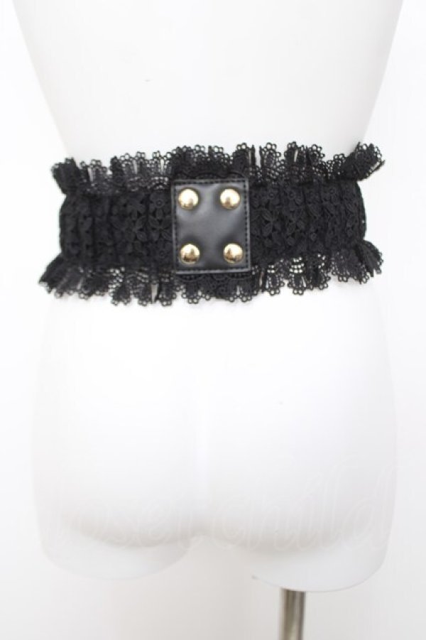 画像2: axes femme / レース使いゴムベルト  黒 Y-26-04-07-016-AX-ZA-SZ-ZY (2)