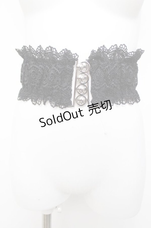 画像1: axes femme POETIQUE / 編み上げ×レース太ゴムベルト  黒 Y-26-04-07-017-AX-ZA-SZ-ZY (1)