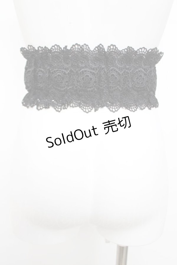 画像2: axes femme POETIQUE / 編み上げ×レース太ゴムベルト  黒 Y-26-04-07-017-AX-ZA-SZ-ZY (2)