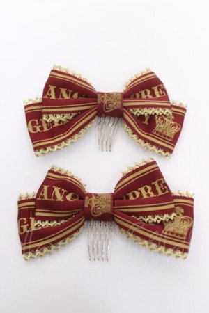 画像: Angelic Pretty / Crownロゴリボンコーム  ワイン Y-26-04-07-004-AP-AC-SZ-ZY