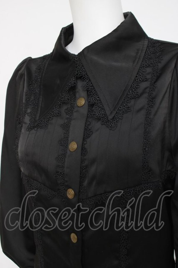 画像4: Hoshibako Works / レースデザインブラウス  黒 Y-26-04-09-035-LO-BL-SZ-ZY (4)