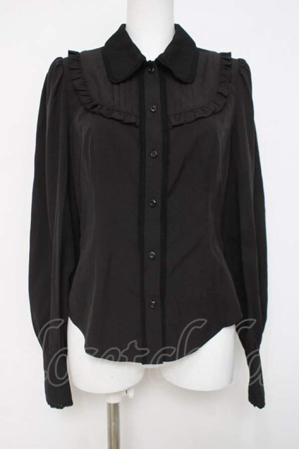 画像1: Hoshibako Works / ジャスミン刺繍フリルブラウス  黒 Y-26-04-09-036-LO-BL-SZ-ZY (1)