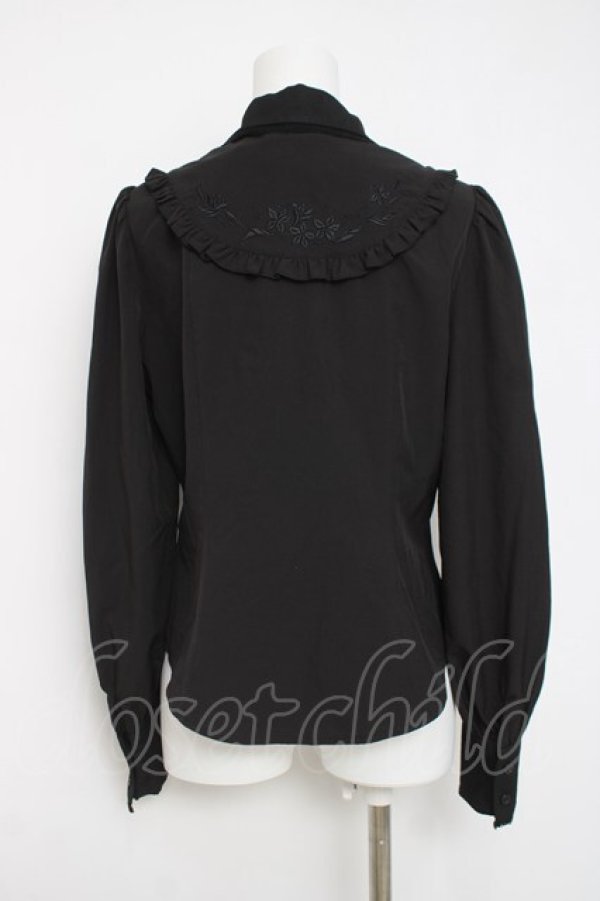 画像2: Hoshibako Works / ジャスミン刺繍フリルブラウス  黒 Y-26-04-09-036-LO-BL-SZ-ZY (2)