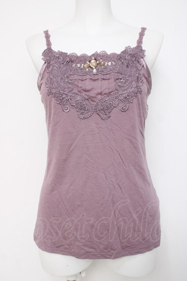 画像1: axes femme / ドライフラワービジューキャミソール  ラベンダー Y-26-04-09-040-AX-TO-SZ-ZY (1)