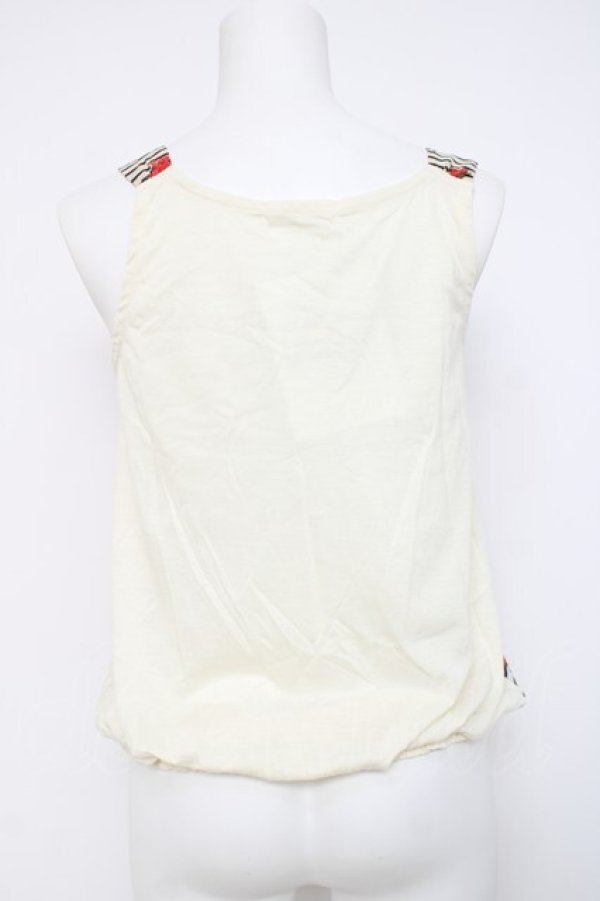 画像2: axes femme / ボーダー×花柄アウタータンク  生成り Y-26-04-09-045-AX-TO-SZ-ZY (2)