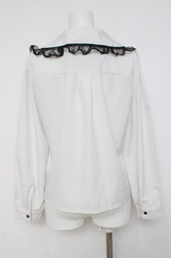 画像2: NIBBLE POISON / クロス刺繍ビッグ襟ブラウス  白 Y-26-04-09-048-PU-BL-AS-ZY (2)