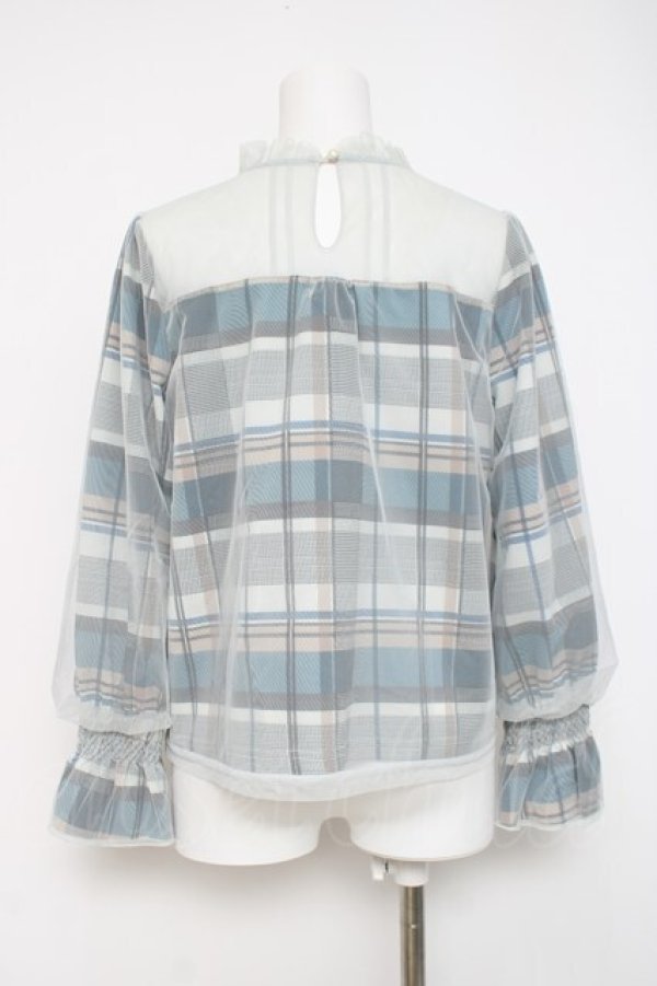 画像2: axes femme POETIQUE / チュール重ねブラウス  ミント Y-26-04-09-053-AX-BL-SZ-ZY (2)