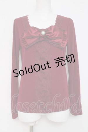 画像: axes femme / ＢＩＧリボンインナープルオーバー  ワイン Y-26-04-09-054-AX-TO-SZ-ZY