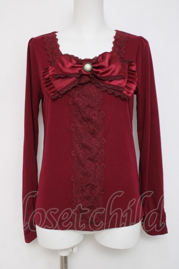 画像1: axes femme / ＢＩＧリボンインナープルオーバー  ワイン Y-26-04-09-054-AX-TO-SZ-ZY (1)