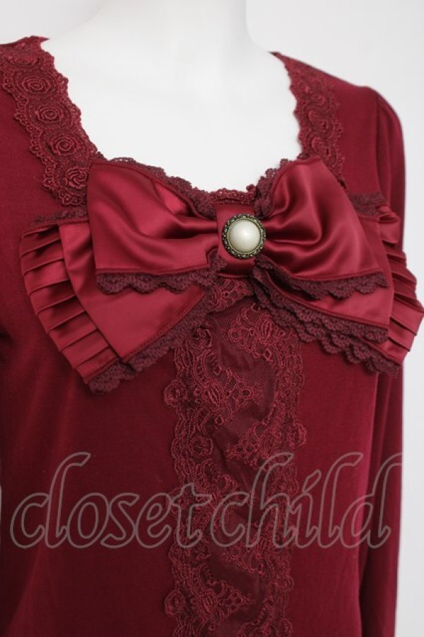 画像3: axes femme / ＢＩＧリボンインナープルオーバー  ワイン Y-26-04-09-054-AX-TO-SZ-ZY (3)