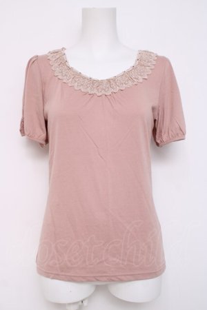 画像: axes femme / レース配色Tシャツ  ピンク Y-26-04-09-055-AX-TO-AS-ZY