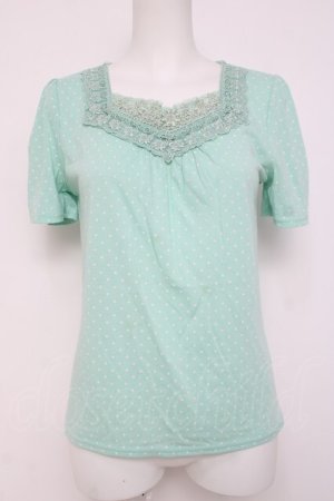 画像: axes femme / ローズレースVネック半袖カットソー  ミント Y-26-04-09-056-AX-TO-AS-ZY