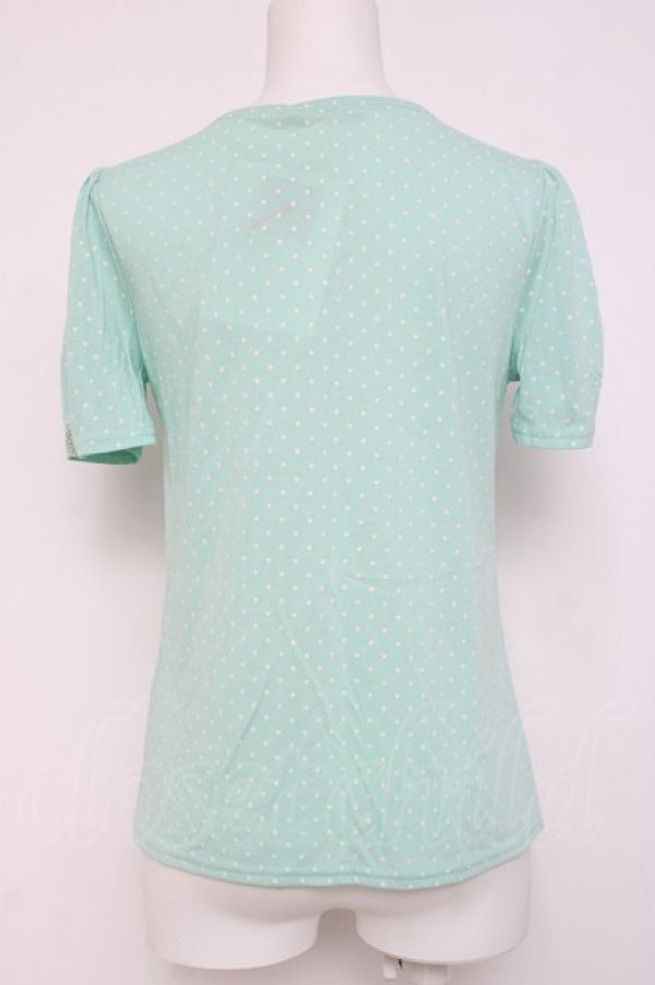 画像2: axes femme / ローズレースVネック半袖カットソー  ミント Y-26-04-09-056-AX-TO-AS-ZY (2)