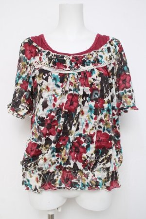 画像: axes femme / レイヤードカットソー  白ｘピンク Y-26-04-09-057-AX-TO-AS-ZY