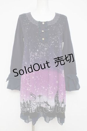 画像: axes femme / 星座グラデ柄カットチュニック  紺 Y-26-04-09-061-AX-OP-AS-ZY