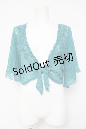 画像: axes femme / 前結びレーシーショート丈プルオーバー  グリーン Y-26-04-09-064-AX-TO-AS-ZY