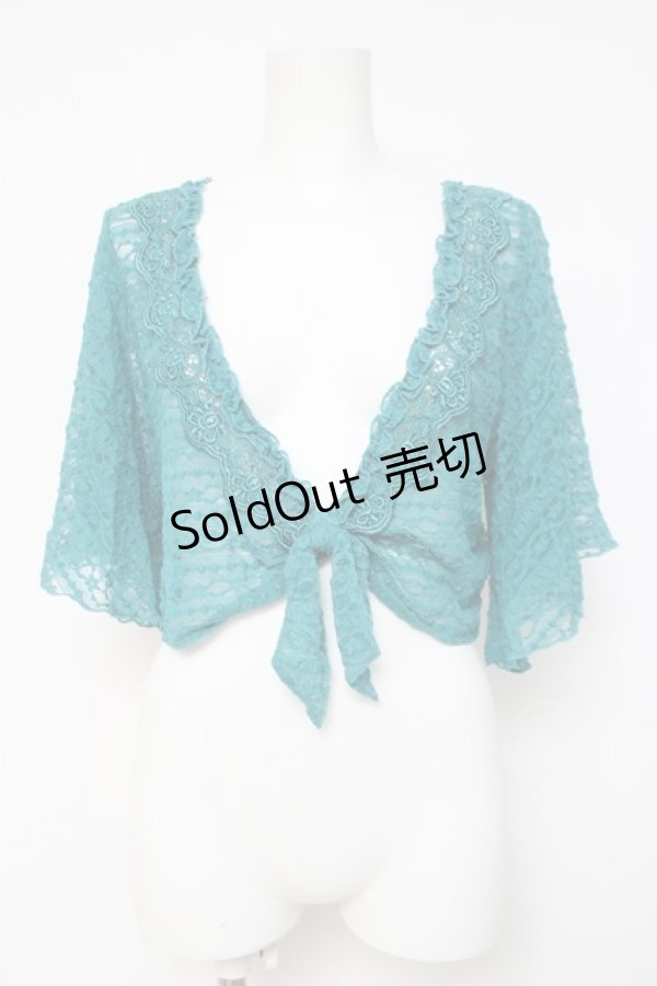 画像1: axes femme / 前結びレーシーショート丈プルオーバー  グリーン Y-26-04-09-064-AX-TO-AS-ZY (1)