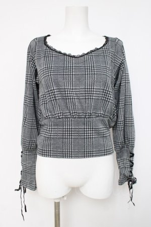 画像: axes femme POETIQUE / レースアップカフストップス  グレー Y-26-04-09-067-AX-TO-AS-ZY