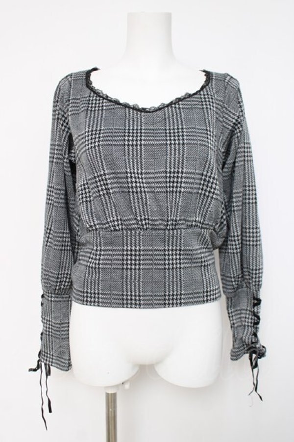 画像1: axes femme POETIQUE / レースアップカフストップス  グレー Y-26-04-09-067-AX-TO-AS-ZY (1)