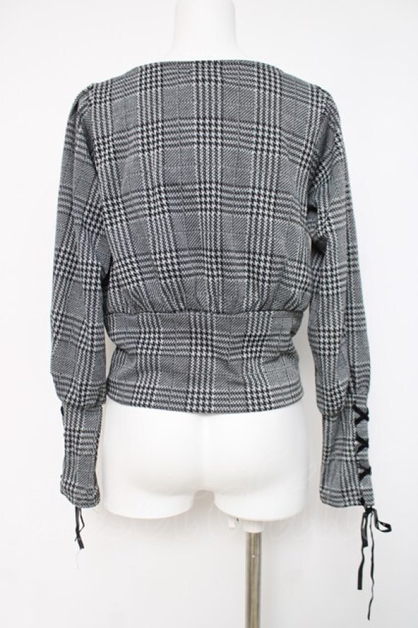 画像2: axes femme POETIQUE / レースアップカフストップス  グレー Y-26-04-09-067-AX-TO-AS-ZY (2)