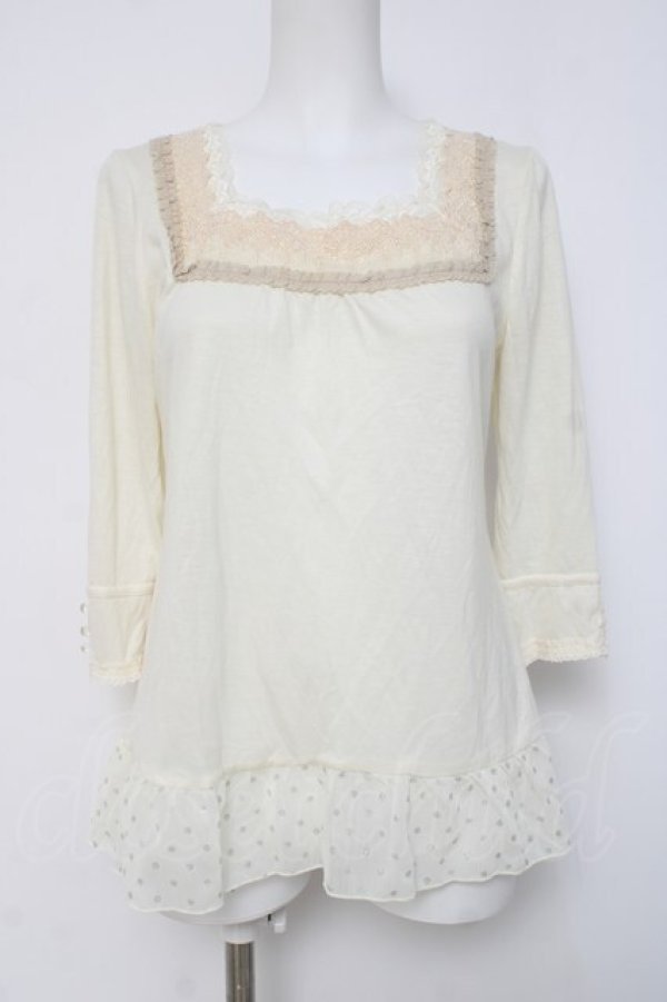 画像1: axes femme / レースデザインカットソー   Y-26-04-09-071-AX-TO-AS-ZY (1)