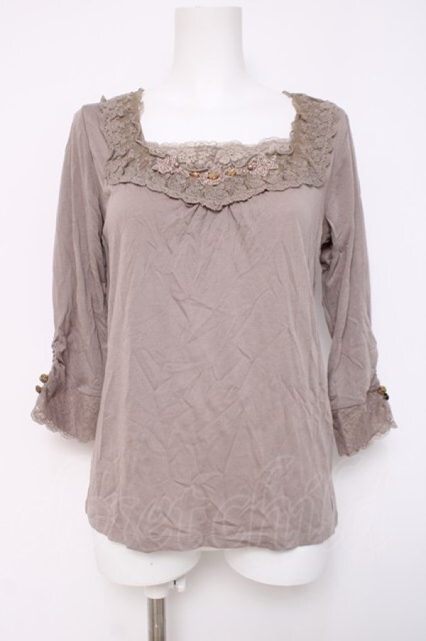 画像1: axes femme / ビジュー付きカットソー  モカ Y-26-04-09-073-AX-TO-SZ-ZY (1)