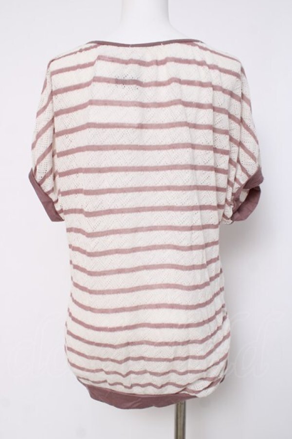 画像2: axes femme / ボーダーサマーニット  シロ×ピンク Y-26-04-09-082-AX-TO-SZ-ZY (2)