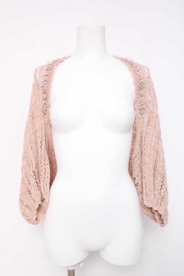 画像1: axes femme / ビジュー＆パール付モモンガカーディガン  ピンク Y-26-04-09-088-AX-TO-SZ-ZY (1)