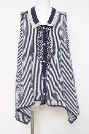 画像: axes femme / ノースリーブシャツチュニック  紺 Y-26-04-09-091-AX-BL-SZ-ZY