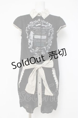 画像: axes femme / プリントシャツチュニック  黒 Y-26-04-09-092-AX-OP-SZ-ZY