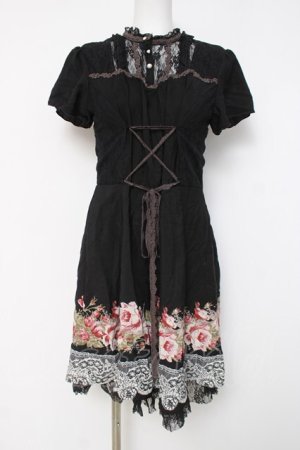 画像: axes femme / フロントレースアップワンピース  黒 Y-26-04-09-095-AX-OP-SZ-ZY