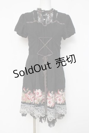 画像: axes femme / フロントレースアップワンピース  黒 Y-26-04-09-095-AX-OP-SZ-ZY